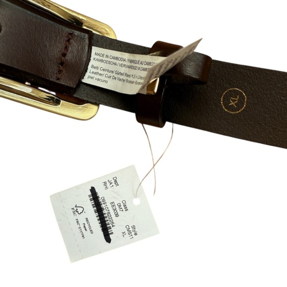 J CREW Italian leather rectangle belt XL brown - Picture 4 of 6